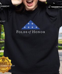 Official Folds of Honor logo sweatshirt featuring a patriotic design for honoring military families.