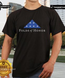 Alt Text: Official Folds Of Honor logo t-shirt featuring a patriotic design, perfect for supporting military families.
