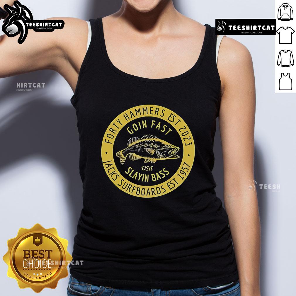 Official Forty Hammers Slaying Bass Tank Top Official Forty Hammers Slaying Bass Tank Top featuring vibrant design and high-quality fabric for fishing enthusiasts.