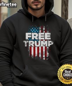 Official Free Trump America Flag Hoodie featuring bold patriotic design, perfect for supporters of Trump and American pride.