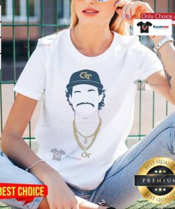 Alt Text: Official Georgia Tech Baseball Student Athlete Silhouette on Ladies Tee showcasing team spirit and athletic style.