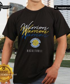 Alt Text: Official Golden State Warriors Hardwood Classics Triple Stack T-Shirt featuring vibrant team colors and logo design.