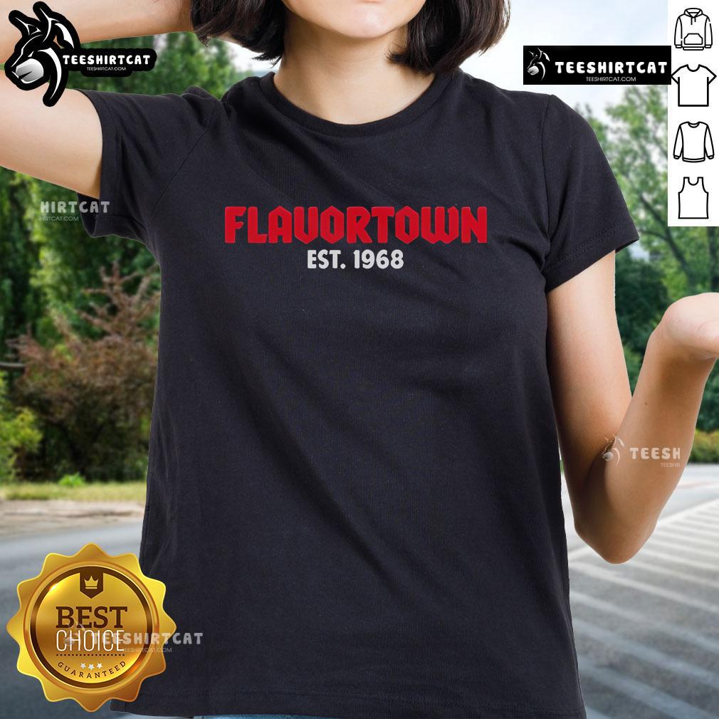 Official Guy Fieri Flavortown Est 1968 Ladies Tee Official Guy Fieri Flavortown Est 1968 Ladies Tee featuring vibrant graphics and a stylish fit for fans of culinary adventures.