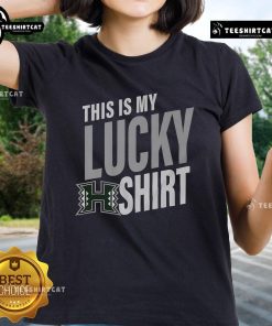 Official Hawaii Rainbow Warriors 'This Is My Lucky' ladies tee featuring vibrant colors and team logo for fans.