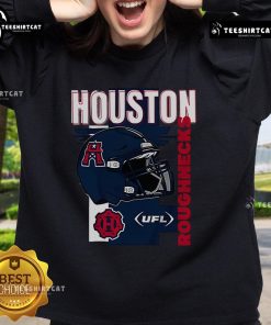 Alt Text: Official Houston Roughnecks helmet frame sweatshirt featuring team colors and logo, perfect for fans and collectors.