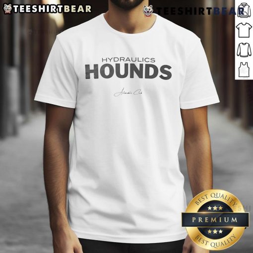 Official Hydraulics Hounds Super T-Shirt featuring a bold design and vibrant colors for fans of the Hydraulics Hounds.