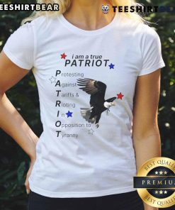 Official I Am A True Patriot Bald Eagle Ladies Tee featuring a majestic eagle design, perfect for patriotic women.