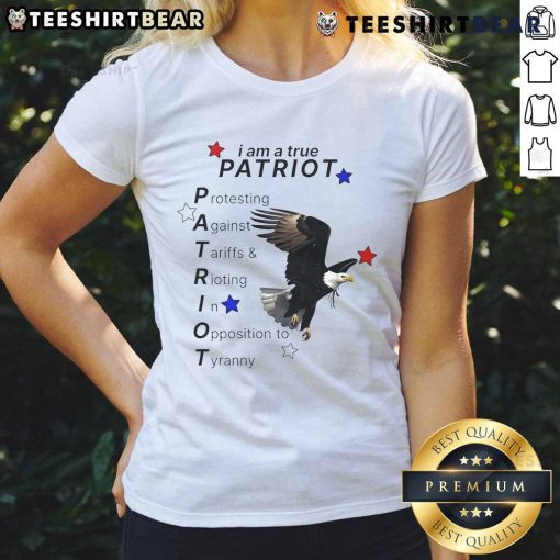 Official I Am A True Patriot Bald Eagle Ladies Tee featuring a majestic eagle design, perfect for patriotic women.