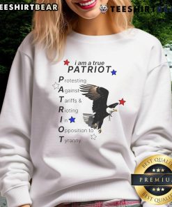 Official I Am A True Patriot Bald Eagle Sweatshirt featuring a bold eagle graphic, perfect for patriotic wear.