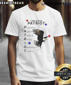 Official I Am A True Patriot Bald Eagle T-Shirt featuring a bold eagle graphic and patriotic colors for true patriots.