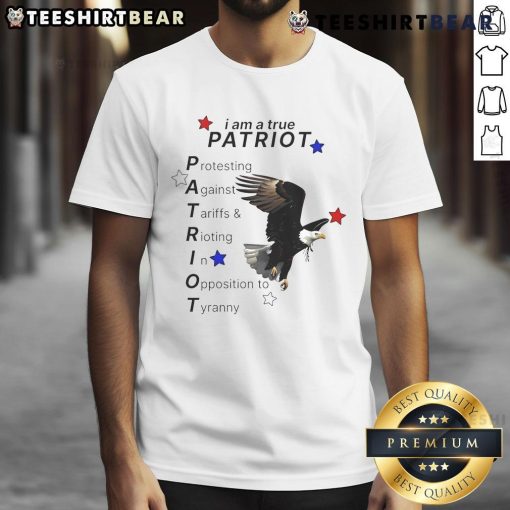 Official I Am A True Patriot Bald Eagle T-Shirt featuring a bold eagle graphic and patriotic colors for true patriots.