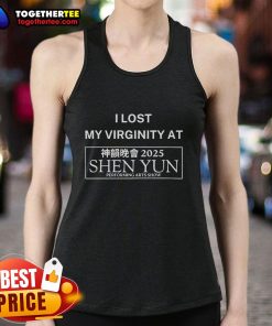 Official I Lost My Virginity At Shen Yun tank top featuring bold graphic design and vibrant colors, perfect for fans.