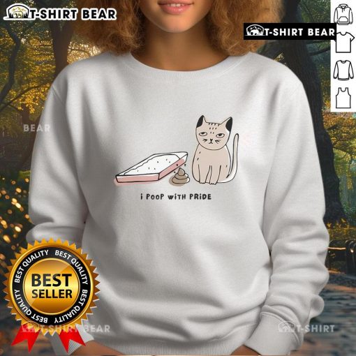 Funny 'I Poop With Pride' cat sweatshirt featuring a playful design, perfect for cat lovers and pride supporters.