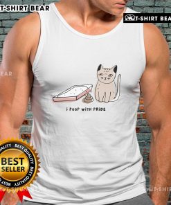 Funny cat tank top featuring the phrase I Poop With Pride, perfect for animal lovers and pride supporters.