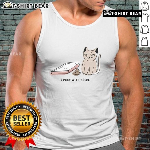 Funny cat tank top featuring the phrase I Poop With Pride, perfect for animal lovers and pride supporters.