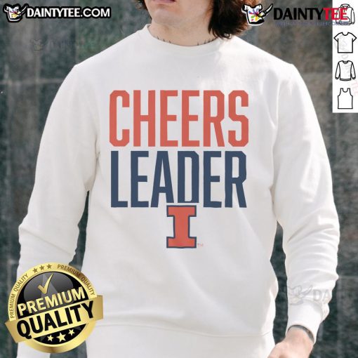Alt Text: Official Illinois Fighting Illini Cheers Leader Sweatshirt in vibrant orange, perfect for game day and team spirit.