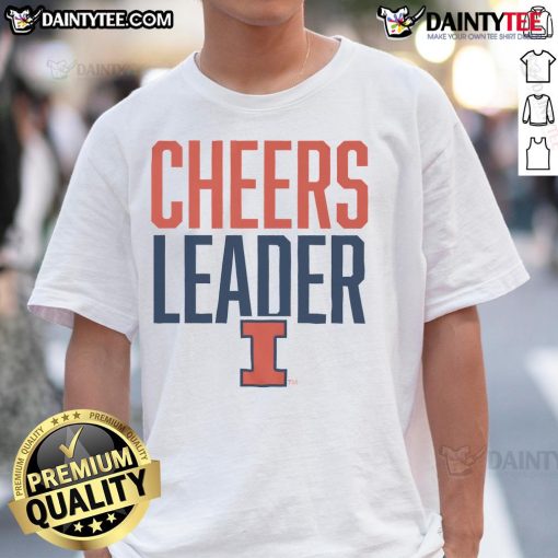 Alt Text: Official Illinois Fighting Illini Cheers Leader T-Shirt featuring vibrant colors and team logo for fans and supporters.