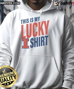 Alt Text: Official Illinois Fighting Illini This Is My Lucky Hoodie in vibrant orange and blue, perfect for game day.