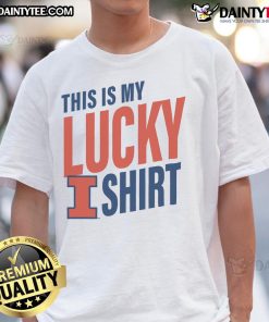 Alt Text: Official Illinois Fighting Illini This Is My Lucky T-Shirt featuring vibrant team colors and logo for fans.