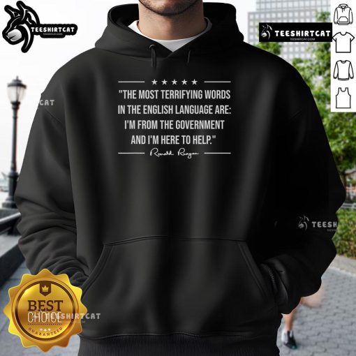 Official I'm From The Government And I'm Here To Help hoodie in black, featuring bold white text design.
