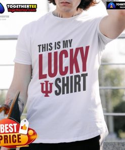 Official Indiana Hoosiers 'This Is My Lucky T-Shirt' design featuring bold logo and vibrant colors, perfect for fans.
