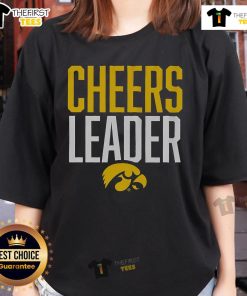 Official Iowa Hawkeyes Cheers Leader Ladies Tee in black, perfect for game day and showing team spirit.