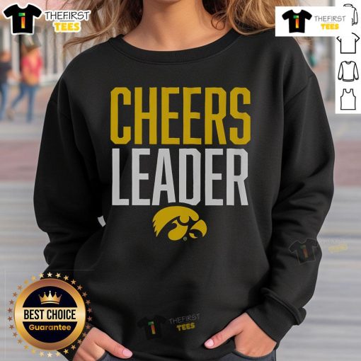 Alt Text: Official Iowa Hawkeyes Cheers Leader Sweatshirt featuring team colors and logo, perfect for game day fans.