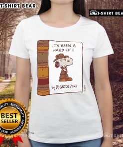 Official 'It's Been A Hard Life' by Dogstoevski ladies tee featuring stylish graphic design on a black shirt.