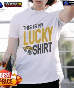 Alt Text: Official Jacksonville Jaguars This Is My Lucky T-Shirt in team colors, perfect for fans on game day.