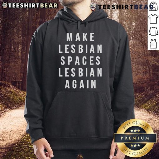 Alt Text: Jenny Watson 'Make Lesbian Spaces Lesbian Again' hoodie in vibrant colors, promoting LGBTQ+ pride and community support.