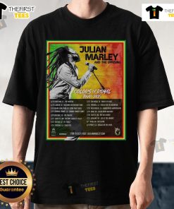 Official Julian Marley And The Uprising Colors Of Royal Tour 2025 Poster T-Shirt featuring vibrant tour graphics.
