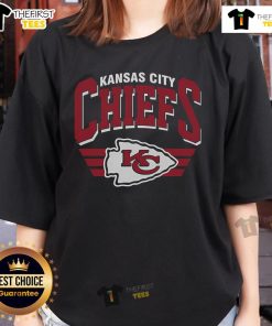 Official Kansas City Chiefs Name Bend Pullover Ladies Tee in vibrant red, featuring team logo and stylish design.