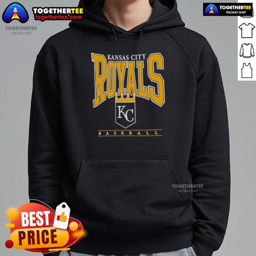 Official Kansas City Royals baseball logo graphic on a stylish 2025 hoodie, perfect for fans and collectors.