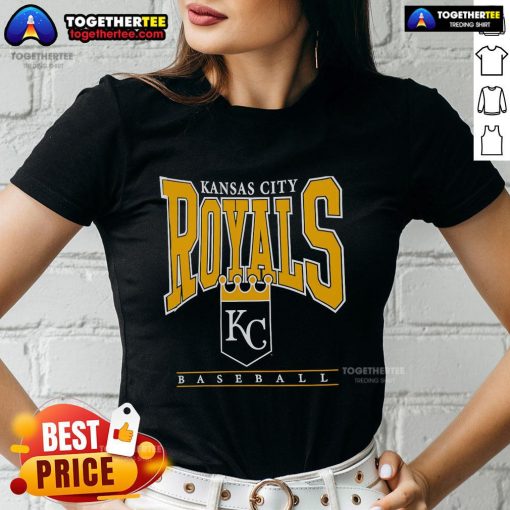 Official Kansas City Royals Baseball logo graphic on a 2025 ladies tee, perfect for fans and stylish wear.
