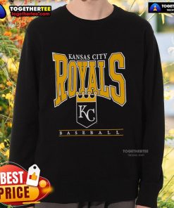 Official Kansas City Royals baseball logo graphic on a stylish 2025 sweatshirt design for fans.