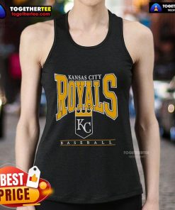 Alt Text: Official Kansas City Royals baseball logo graphic on a stylish 2025 tank top, perfect for fans and summer wear.