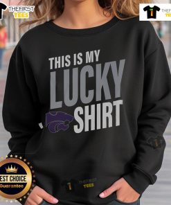 Official Kansas State Wildcats sweatshirt featuring a lucky design, perfect for fans and game day attire.