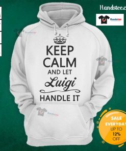 Official Keep Calm and Let Luigi Handle It Hoodie featuring a playful design for fans of Mario and Luigi merchandise.