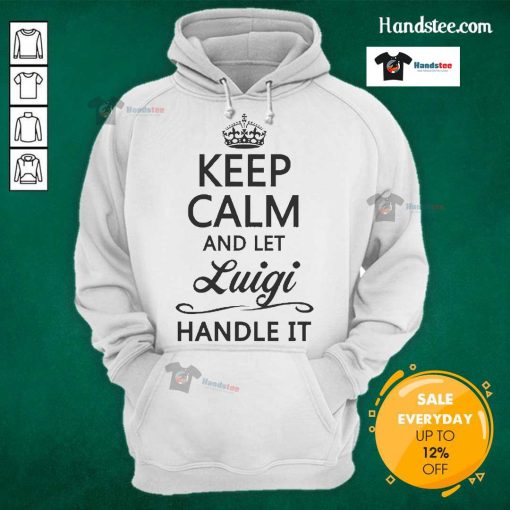 Official Keep Calm and Let Luigi Handle It Hoodie featuring a playful design for fans of Mario and Luigi merchandise.