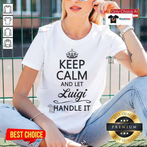 Official Keep Calm and Let Luigi Handle It Ladies Tee featuring vibrant graphics and a stylish design for fans.