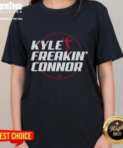 Official Kyle Freakin Connor Ladies Tee featuring stylish design and vibrant colors for fans of hockey and sports apparel.