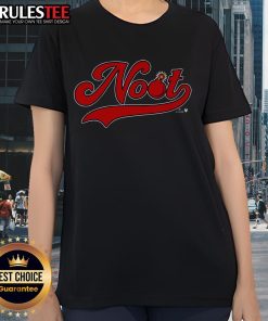 Official Lars Nootbaar Noot Bomb Ladies Tee featuring vibrant graphics and a stylish design for baseball fans.