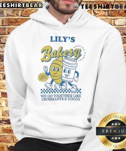 Cozy Official Lily's Bakery hoodie featuring 'We Go Together Like Croissants and Cocoa' design, perfect for food lovers.