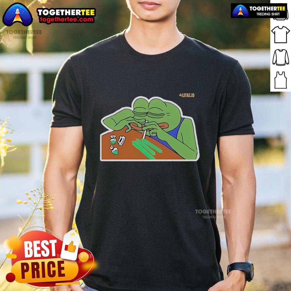 Official Litas.Io Pepe Addict T Shirt Official Litas.Io Pepe Addict T-Shirt featuring vibrant Pepe the Frog design, perfect for meme lovers and casual wear.