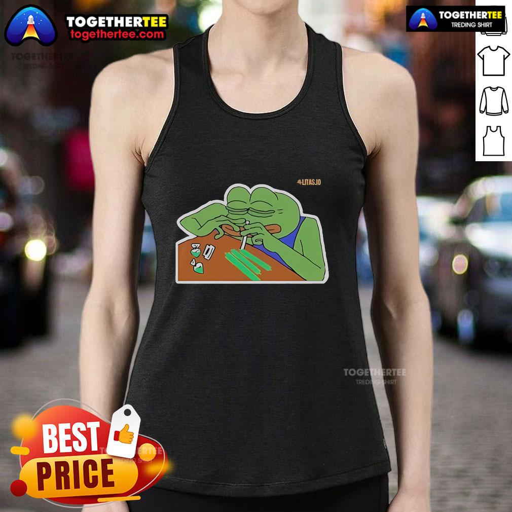 Official Litas.Io Pepe Addict Tank Top Trendy Official Litas.io Pepe Addict Tank Top featuring vibrant graphics and a comfortable fit for casual wear.