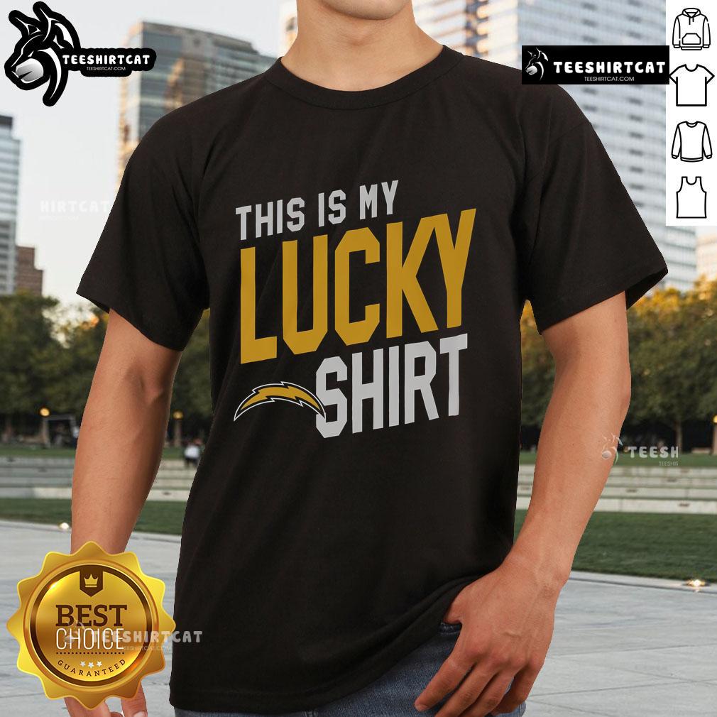 Official Los Angeles Chargers This Is My Lucky T Shirt Alt Text: Official Los Angeles Chargers This Is My Lucky T-Shirt featuring team colors and logo, perfect for game day.