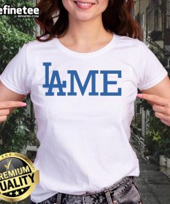 Official Los Angeles Dodgers LAME Ladies Tee in blue, featuring the team's logo and stylish design for fans.