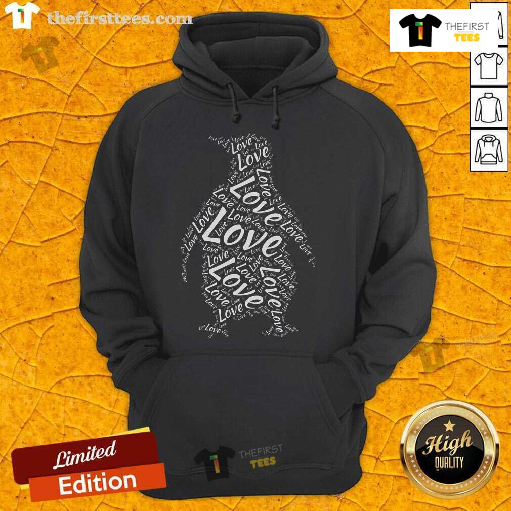 Official Love Penguins Silhouette Word Cloud Penguin Lover Hoodie Official Love Penguins silhouette word cloud design on a cozy hoodie for penguin lovers.