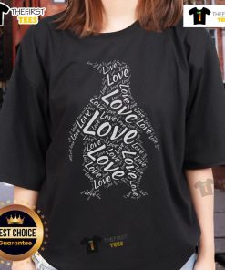 Silhouette word cloud design featuring penguin-themed phrases for penguin lovers on a ladies' tee.
