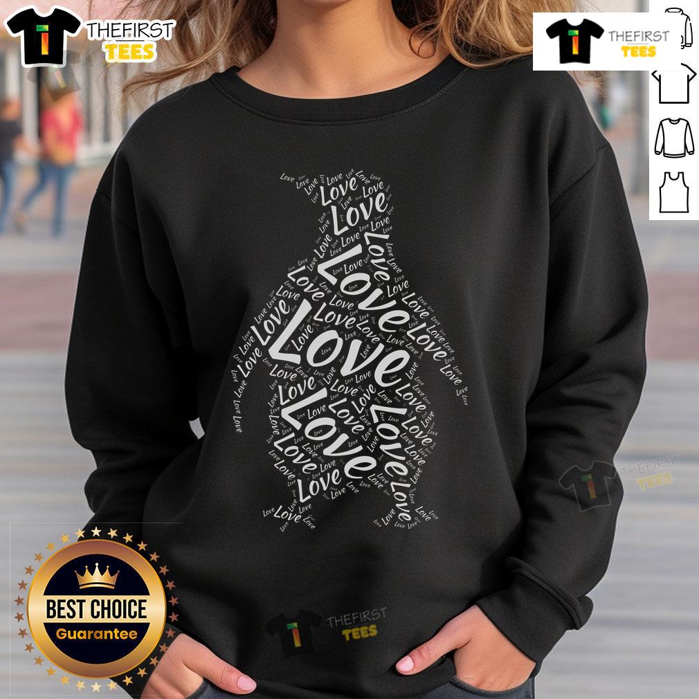 Official Love Penguins Silhouette Word Cloud Penguin Lover Sweatshirt Official Love Penguins silhouette word cloud design on a sweatshirt for penguin lovers, showcasing adorable penguin themes.